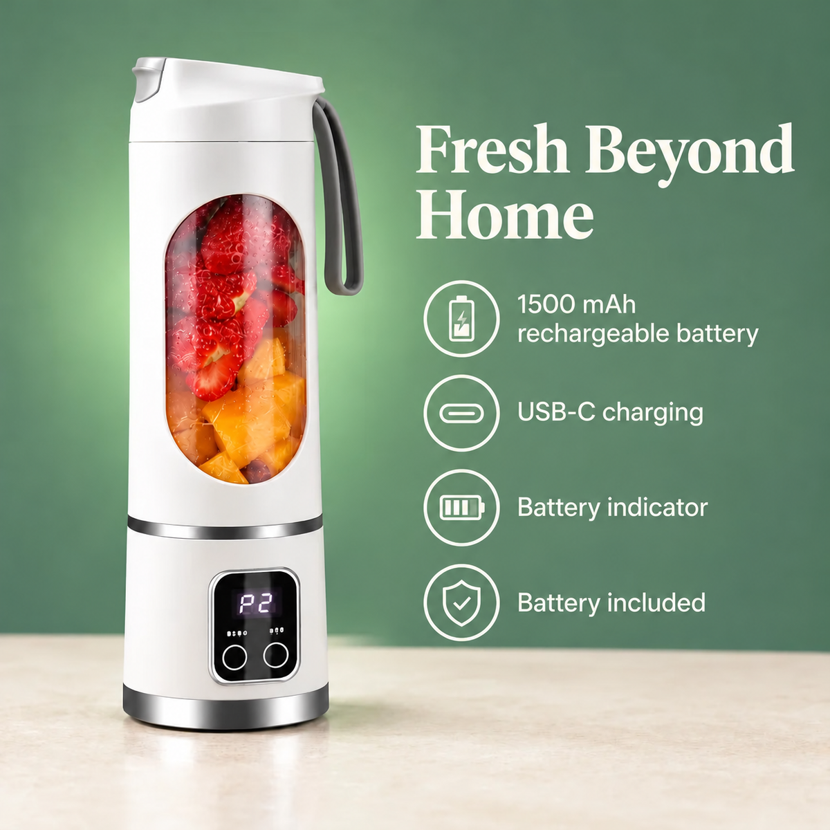 Blender VEYRA : batterie rechargeable 1500 mAh et USB-C